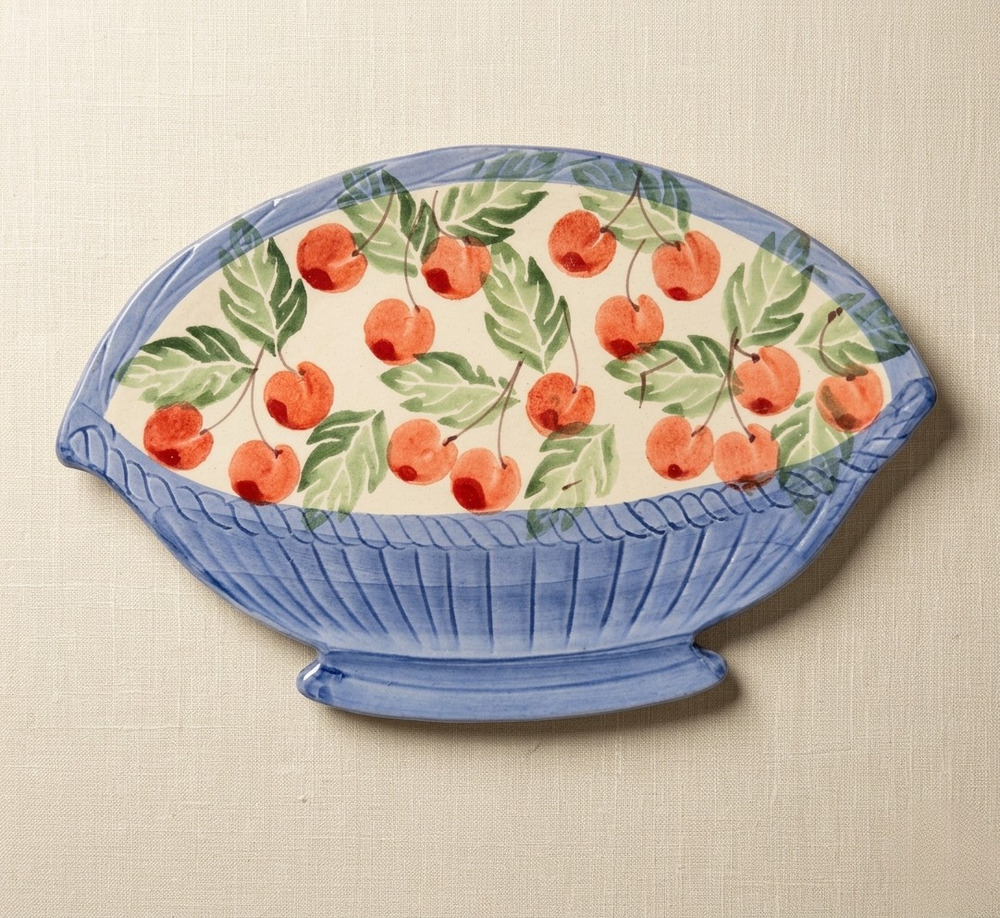 Vintage Italian Ceramic Cherry Trivet | Hand-Painted RM Pottery Italy